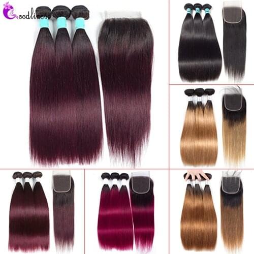 Straight Ombre Human Hair Bundles With Closure Blonde 613 Bundles With Closure Colored Peruvian Human Hair Bundles With Closure
