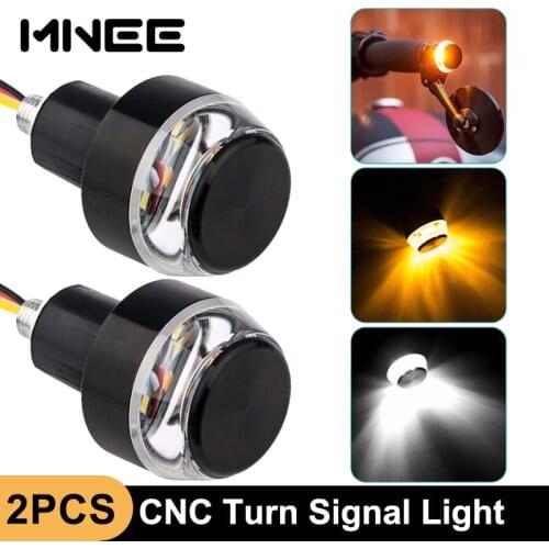 CNC Handlebar LED Turn Signal Light Handle End Blinker Universal 22MM Motorcycle 12V Amber Grip Plug Signals Flasher Side Lamp
