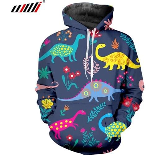UJWI Man Cute couple Loose Hoodies 3D Printing Dinosaur Colorful Streetwear Pants Plus Size 6XL Clothes Sweatshirts