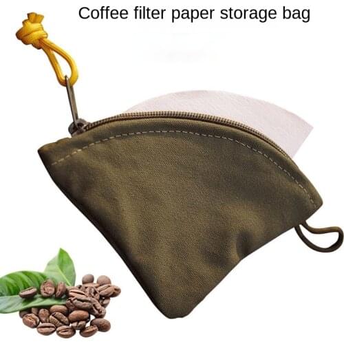 Outdoor hand-pushed coffee filter paper storage bag portable can be hung canvas filter paper hanging bag sundries coin purse