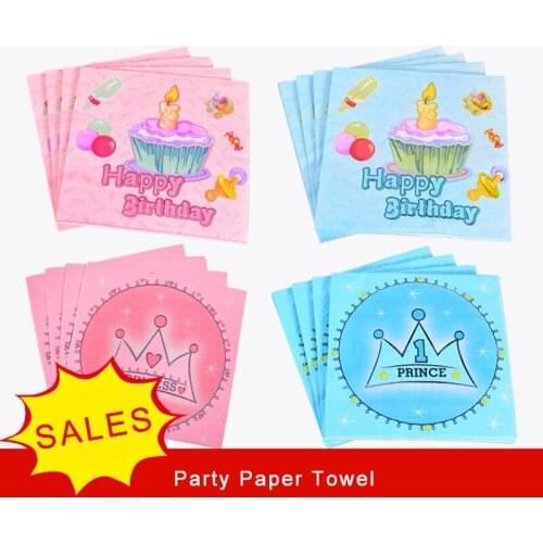 Birthday Party Paper Towel Childrens Baby Party Printed Cartoon Napkin Paper Handkerchief Package 20Pcs/Pack