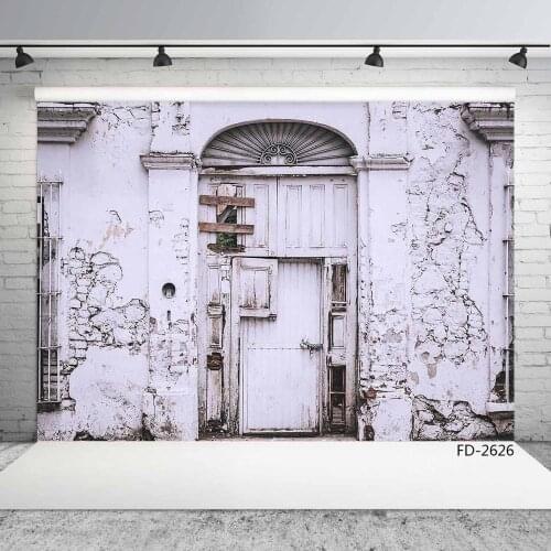 Vintage Old Grunge Wooden Door Peel Brick Wall Photography Background Baby Young Portrait Photographic Backdrop For Photo Studio