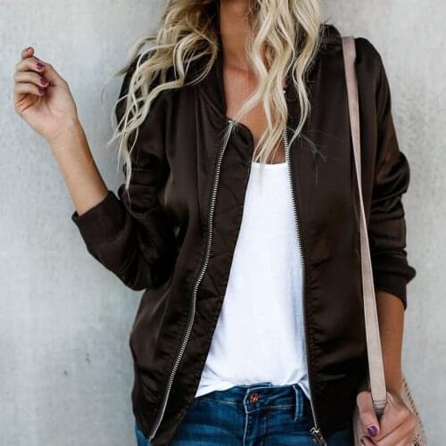 Women Jacket Solid 2020 Tops Girl Hot Casual baseball Women Clothing Zipper Bomber Long Sleeves Coat Jackets