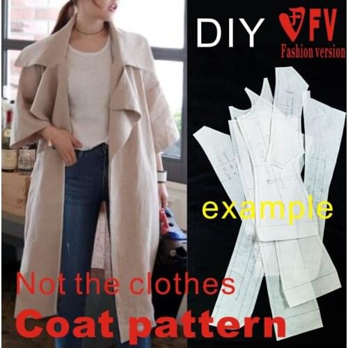 Pattern making womens large lapel cotton and linen coat coat pattern 1:1 garment sewing drawing BFY-158