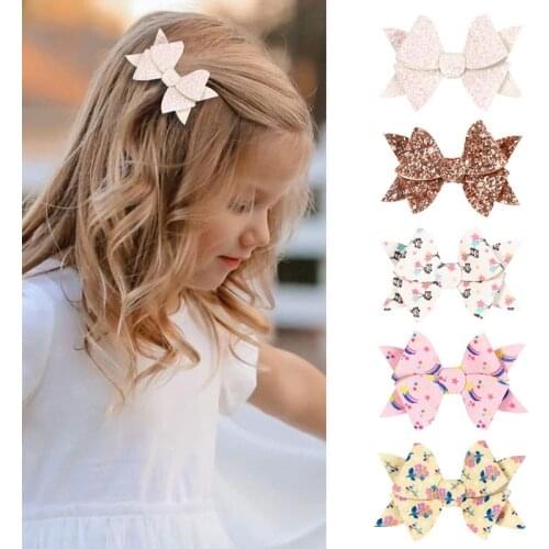 10pcs/set Glitter Hair Bows for Girls Shiny Bow Hair Clips Handmade Hairpin Hair Grip School Daily Headwear Kids Accessories