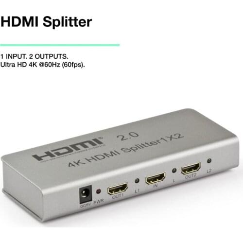 1x2 HDMI Splitter HDCP2.2 4Kx2K@60Hz 4:4:4 18G HDR EDID