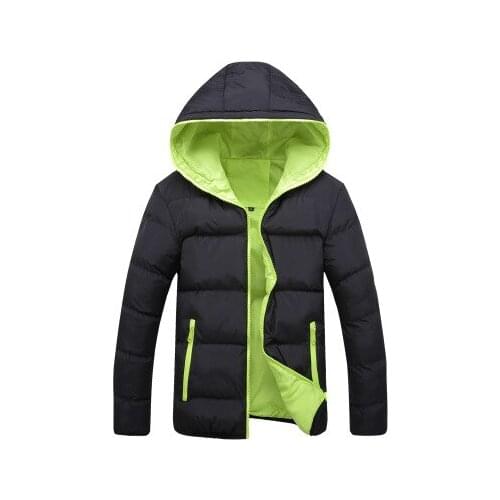 2019 Fashion Handsome New Style Casual Cotton-padded Clothes Color Panel Zipper Hooded Cotton-padded Clothes Men' s Jacket