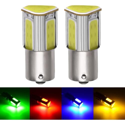 2X 1156 ba15s p21w 1157 bay15d P21/5W Led Light 4 COB Car Reverse Tail Light Bulbs Turn signal lamp Brake light White 12V