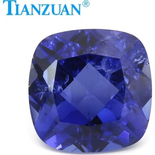33# light blue color cushion shape natural cut Artificial sapphire corundum stone with cracks and inclusionsloose stone