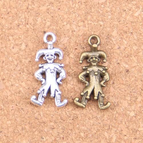 12pcs Charms clown joker jester 25x12mm Antique Pendants,Vintage Tibetan Silver Jewelry,DIY for bracelet necklace