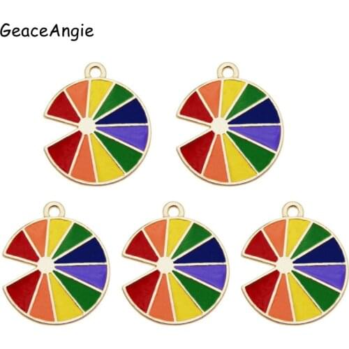 GraceAngie 8pcs Creative Golden Base Enamel semicircle charms Hanging Pendant Jewelry Necklace Making Findings Craft Accessories