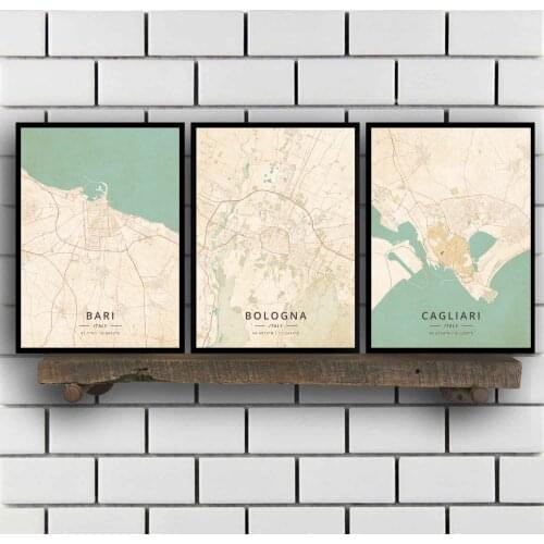 Bari Bologna Cagliari Florence Genoa Lecce Milan Naples Padua Palermo Rimini Rome Taranto Turin Venice Verona Italy Poster