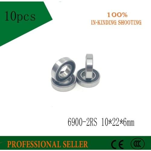 Free shipping 10pcs 6900-2RS 6900 2RS 10 *22* 6mm 61900-2RS The Rubber Sealing Cover thin bearings 10x22x6mm For bicycle