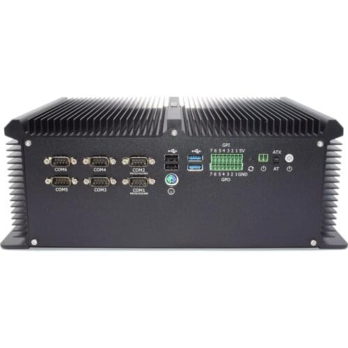 Fanless industrial computer with support POE Intel Core i7 7920HQ support 9-36v Mini PC HD VGA DP 3display with PS2 GPIO port