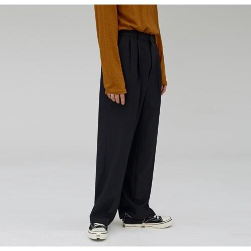 Wide leg pants mens drop feeling spring and summer 2021 new straight pants casual loose floor length pants trendy men
