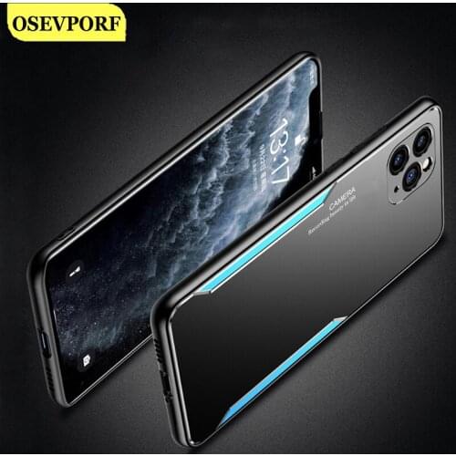 Thin Alloy Phone Case For iPhone 13 12 Mini 11 Pro Max X XR XS Max 6 7 8 Plus Blue Frosted Back Shell Cover Fundas Bumper Coque