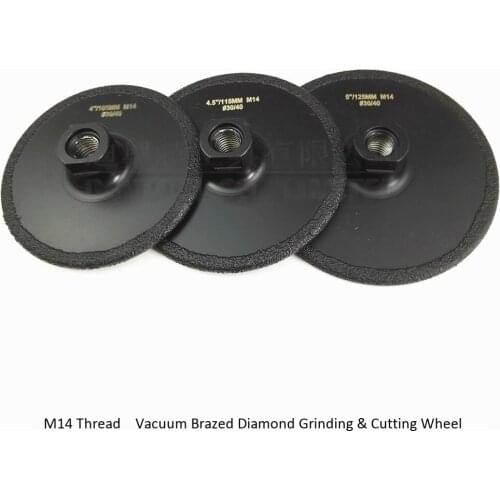 DIATOOL 3pcs/pk Vacuum Brazed diamond flat grinding wheel (4"+4.5"+5") M14 Grit#30 Professional quality for stone