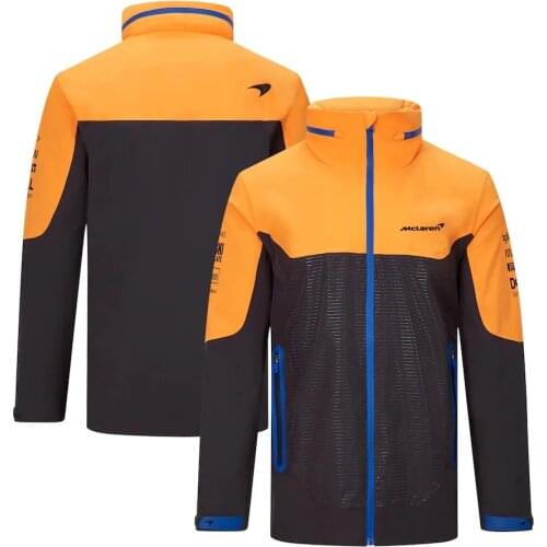 2021 F1 Racing Team Windproof Hoodie Motorsport GP Full Zip Fleece Windproof Jacket Orange Clothing Motorcycle