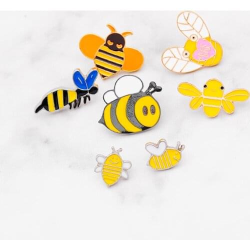 Animal Bee Honeybee Enamel Pins Collection Backpack Badges Cartoon Honey Bee Brooches Clothes Lapel Pin Jewelry Gifts For Kids