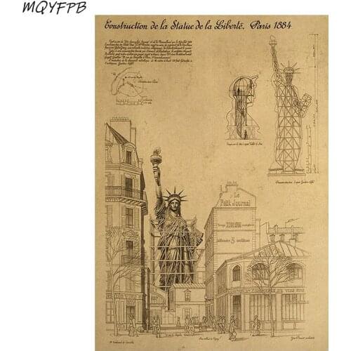A Sketch of the Statue of Liberty Kraft Paper Poster Wall Sticker Home Furnishings Decorative Painting