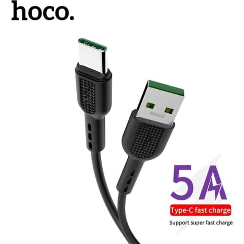 Hoco 1M 5A USB to Type C Fast Charging Phone Cable For Samsung A51 A12 F62 Type C Mobile Phone Charging Cable For Huawei P30 P40
