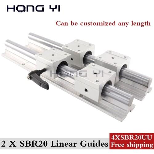 2pcs SBR20 Linear Guides -L 1200mm 1300mm linear rails shaft support + 4pcs SBR20UU linear blocks for CNC