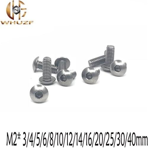M2*3/4/5/6/8/10/12/14/16/20/25/30/40 mm Stainless Steel 304 Round Head Screws Mushroom Hexagon hex Socket Button Head Screw Bolt