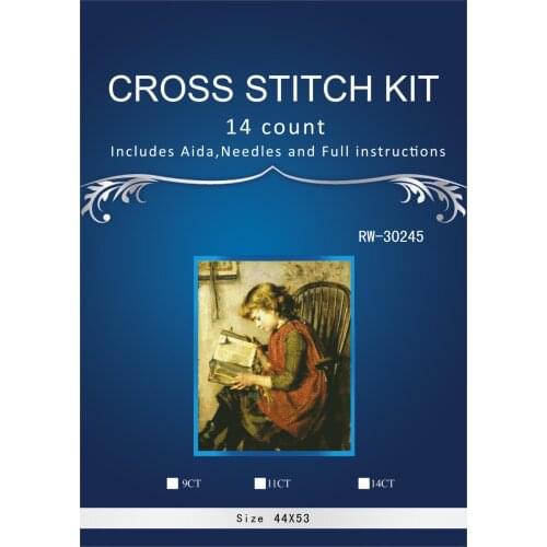 44x55CM Needlework Crafts Full embroidery Cotton threads DIY Counted Cross Stitch Kit Oil Painting A Young Girl Reading