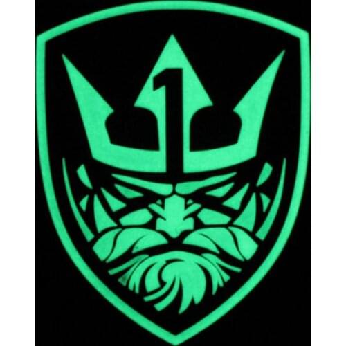 King Neptune Glow in the Dark Tactical Warrior Patch Badge Army 3D PVC Rubber Military Emblem DIY Patches for Clothing