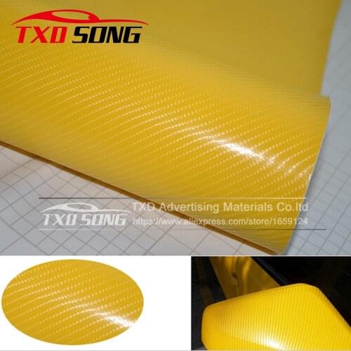 The newest bright 4D yellow Carbon Fiber Vinyl film Colored Glossy Carbon Fiber Vinyl Film Auto Wrapping Vinyl Wrap Foil