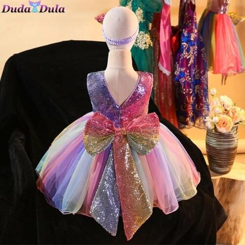 New Year Dresses 2021 Elegant Princess Sequin Dress Kids Dresses For Girl Baby Clothes Children Dresses Wedding Party Vestidos