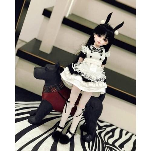 BJD doll clothes suitable for 1/3 1/4 1/6 size cute bunny dress apron maid set doll accessories