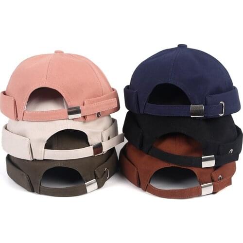 Solid Color Adjustable Hip Hop Unisex Fashion Melon Cap Dome Spring Autumn No Visor Brimless Skull Cap Beanie