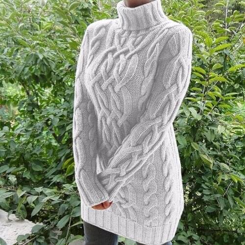Autumn Women New Fashion High Collar Knitted Sweater Solid Thicken Pullovers Loose Oversize Turtleneck Warm Womens Sweater