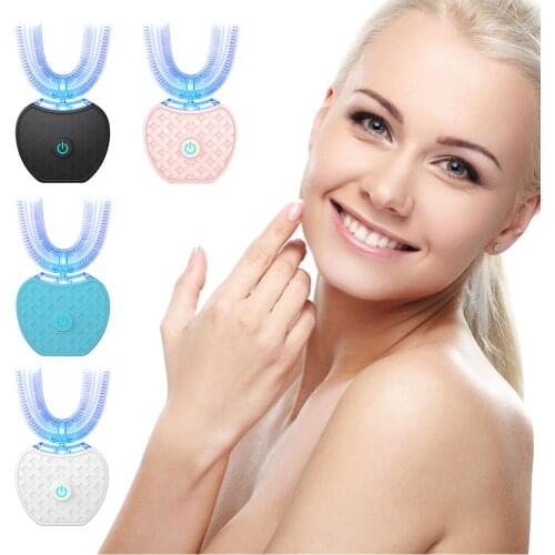 JOYLIVE U Type 4 Modes USB Charging Tooth Whitening Blue Light 360 Degrees Intelligent Automatic Sonic Electric Toothbrush