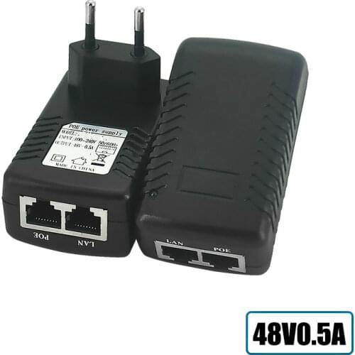 POE Injector Ethernet CCTV Power Adapter 15.4W,POE Pin4/5(+),7/8(-) Compatible with IEEE802.3af for CCTV IP Cameras