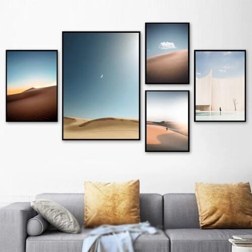 Nordic Style Desert Painting Canvas, Sky Cloud Wall Art Poster, Home Decor Pictures For Living Room Interior Decor