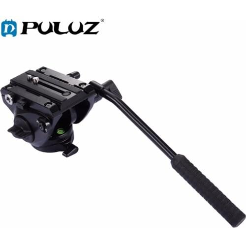 PULUZ Video Camera Tripod head Hydraulic Damping Fluid Drag Pan Head with Sliding Plate Panoramic Head for Slider Monopod DSLR