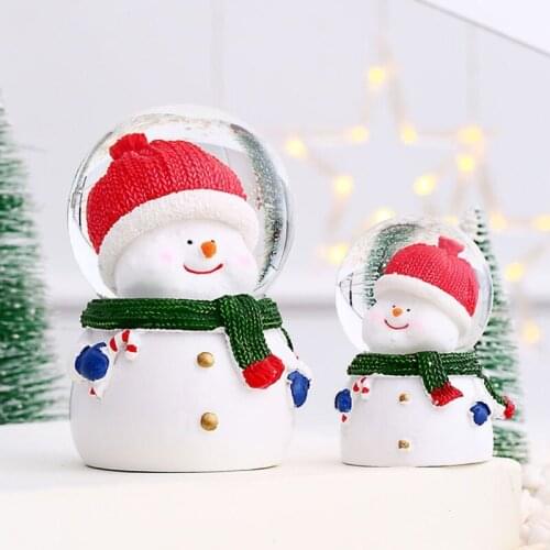 Christmas Santa Claus Snowman Shape Snow Globe LED Lighted Luminous Glowing Round Ball Xmas Desktop Decoration Ornament Gift
