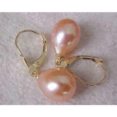 Hot sell natural 10-12MM AAA south sea pink natural 14k pearl earring