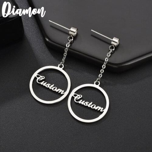 Diamon Personalized Name Stainless Steel Letter Earrings For Women Fashion Custom Name Cristal Earrings Weddings Party Jewelr
