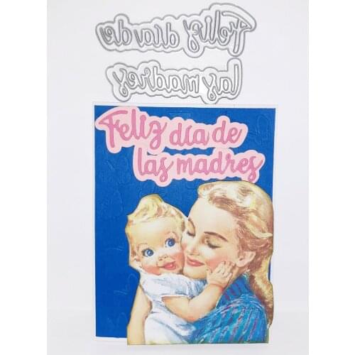 Spain Word:Happy Mother Day Cut Dies Metal Mold Stencil for DIY Scrapbooking Paper Making Album Photo Cards Dies Cut New Arrival