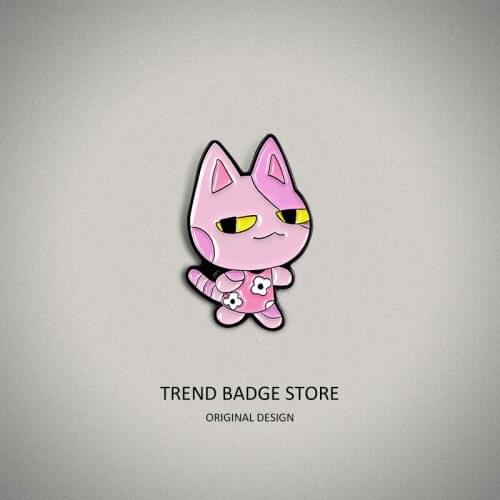 Student cute cartoon pink kitten brooch enamel denim backpack badge