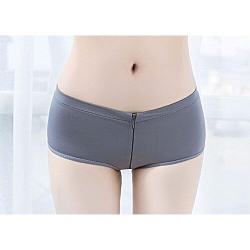 Candy Color Zipper Crotch Low Waist Exotic Lingerie Underwear Women Panties Hot Sexy Calcinha Briefs Boxer Femme Panty Boyshort