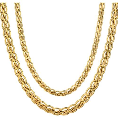 Vintage 45/55/66/76cm Gold-Color Necklace Fashion Mens Gold Chain Necklace Male Chain Golden Necklaces Hot Sale dropshipping