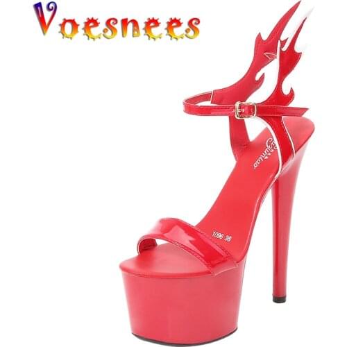 Voesnees Women Sandals Female Model T Station Catwalk Vogue High Heel Shoes 2021 New Flame Modeling Sexy Stripper Shoes Footwear