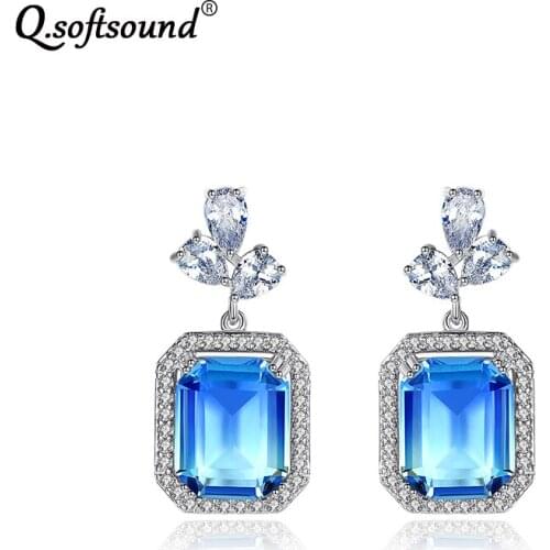 Unique Color Gradient Zircon Stud Earrings For Women Luxury Crystal Jewelry Accesorios Mujer brincos boucle d' oreille QE2307