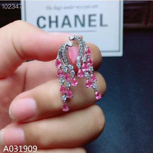 KJJEAXCMY boutique jewelry 925 sterling silver inlaid Natural Pink sapphire gemstone Womens earrings support detection popular