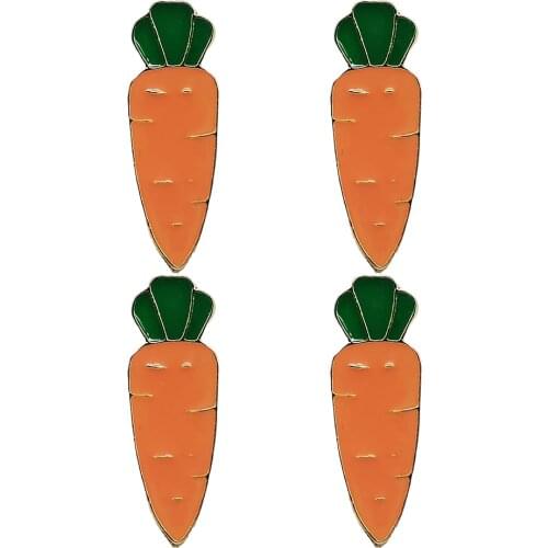 4pcs Creative Carrot Brooches Enamel Pins Metal Clothes Badges Coat Shirt Backpack Jackets Lapel Pins Jewelry Gifts For Friends