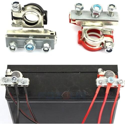 1Pair Pure Copper Tinned Car Battery Connector Top Post Battery Cable Pile Head Battery Wiring Clip 1 Drag 3 Modified Terminal